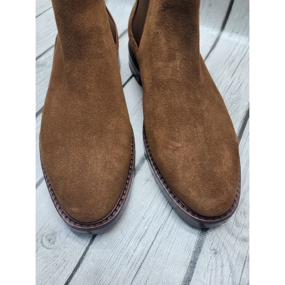 Cole Haan Judson Grand Mens 9M Chelsea Boots in Spiced Suede Raven Brown Leather